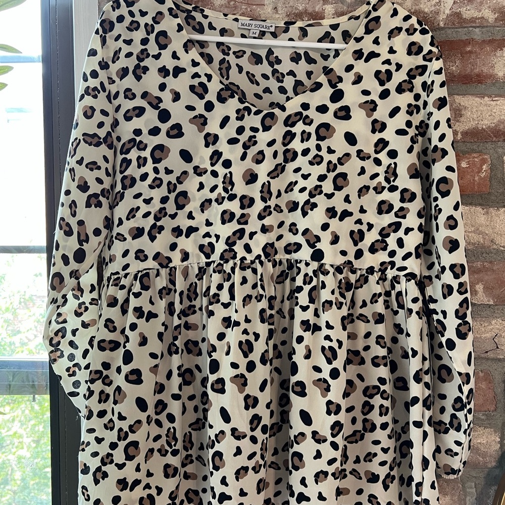 Mary Square Leopard Print Blouse